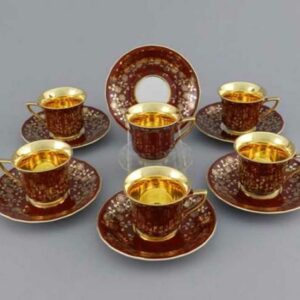 Набор кофейных чашек с блюдцами 100 мл Леандер Виндзор Золотые цветы A341 2