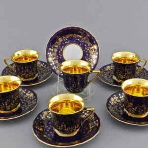 Набор кофейных чашек с блюдцами 100 мл Леандер Виндзор Золотые цветы D341 2