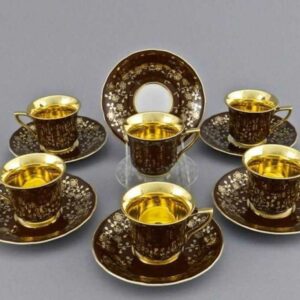Набор кофейных чашек с блюдцами 100 мл Леандер Виндзор Золотые цветы E341 2