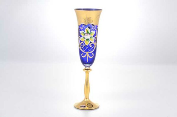 Набор бокалов для шампанского Стар Кристалл Анжела синий 190 мл