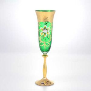 Набор бокалов для шампанского Стар Кристалл Анжела зеленый 190 мл