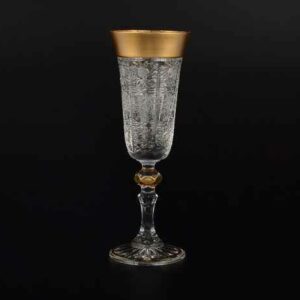 Набор фужеров для шампанского Sonne Crystal Золото Снежинка 150 мл