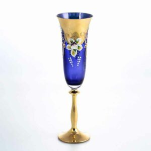 Набор фужеров для шампанского AS Crystal Анжела Лепка синяя 190 мл
