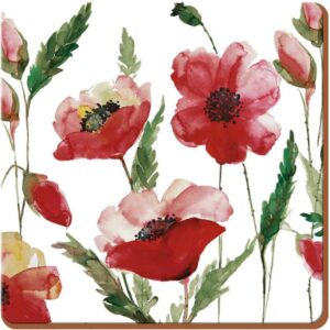 Набор подставок под горячее Китчен Крафт Watercolour Poppy 10х10 см