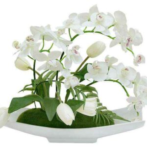 Декоративные цветы Дрим Гарден Орхидея белая керамической подставке