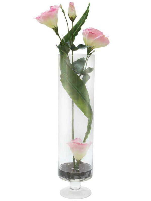 Декорцветы Дрим Гарден Лизиантус розовый в стеклянной вазе