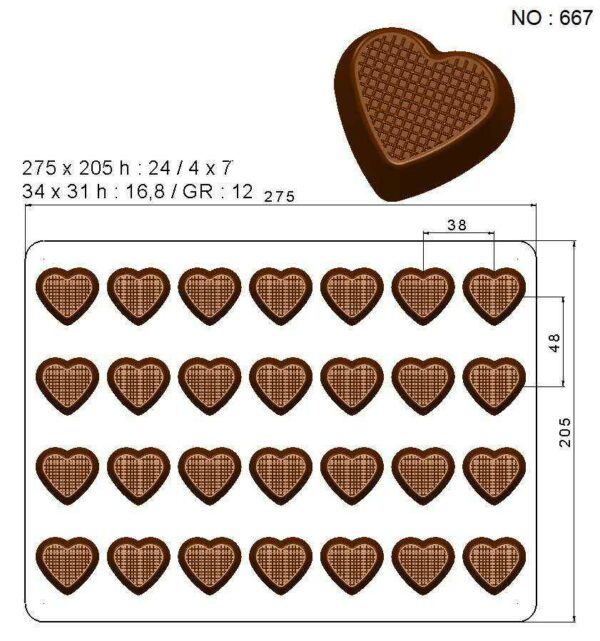 Форма Kapp Pastry шоколадная Сердечко с узором