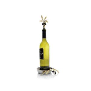 Набор подставка и стоппер для бутылки Майкл Арам Золотая оливковая ветвь 16,5 см