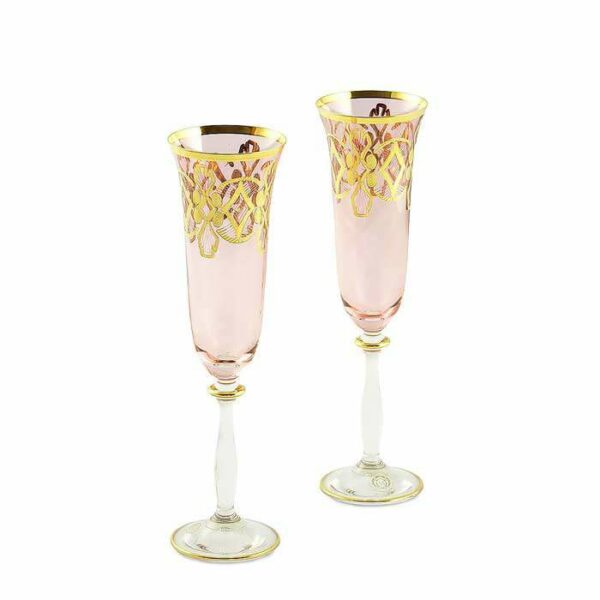 Набор бокалов для шампанского розовый Миглиоре Venezia