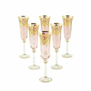 Набор бокалов для шампанского розовый Миглиоре Venezia 6 шт
