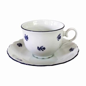 Чашка с блюдце низкая Thun Офелия Мелкие синие цветы 155 мм 2