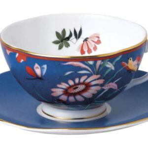 Чашка чайная с блюдцем Wedgwood Пионы 320 мл синяя Посуда Vip