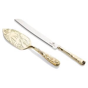 Набор для торта Queen Anne 2 пр нож 31 см и лопатка 26 см золотой цвет Посуда Vip