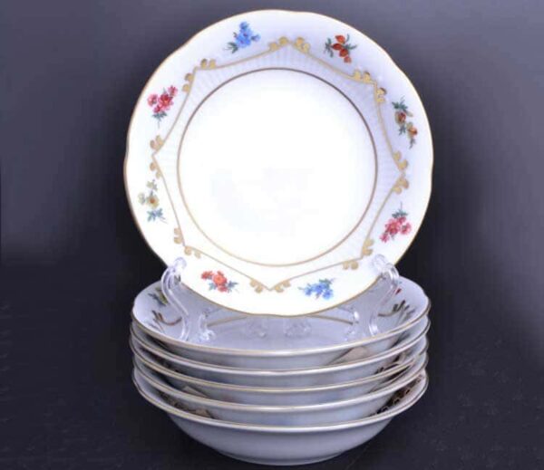 Набор салатников Bavarian Porcelain Venezie Blumen Polirgold 13см 01837 posuda Vip