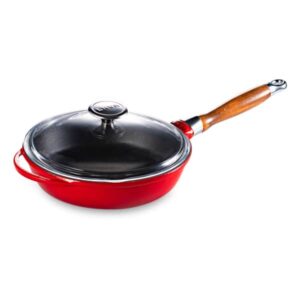 Сковорода с крышкой Lava 24 см 2 л с деревянной ручкой ручная работа красная Посуда Vip