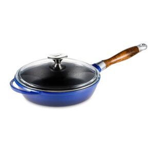 Сковорода с крышкой Lava 24 см 2 л с деревянной ручкой ручная работа синяя Посуда Vip