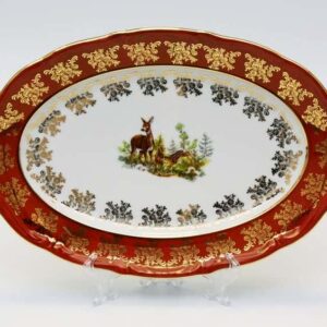 Блюдо овальное Bavarian Porcelain Охота красная 38 см posuda vip