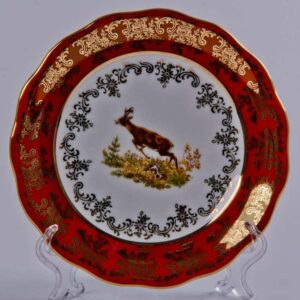 Набор тарелок Bavarian Porcelain Охота красная 17 см 6 шт posuda vip