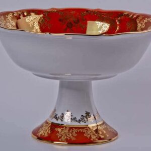 Салатник Bavarian Porcelain Охота красная 23 см на ножке posuda vip