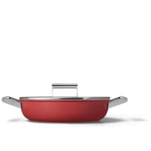 Сковорода глубокая Smeg с двумя ручками и крышкой 28 см красная posuda vip