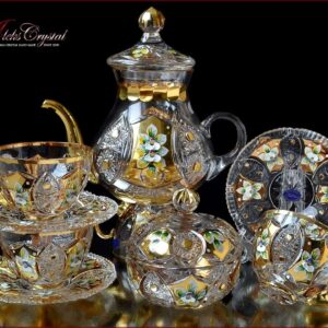 Чайный сервиз Bohemia Crystal Шахерезада Голд с золотом и лепкой posuda vip