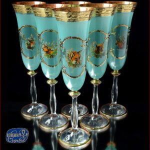 Фужеры для шампанского Bohemia Crystal Царская Охота Зеленая posuda vip