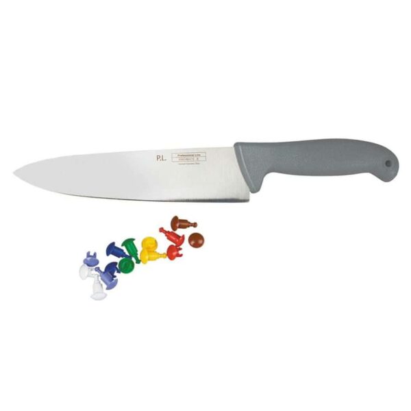 Нож поварской Pro-Line P L Proff Cuisine 25 см с цветными кнопками серая ручка posuda-vip
