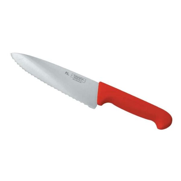 Нож поварской Pro-Line P L Proff Cuisine 25 см волнистое лезвие красная ручка posuda-vip