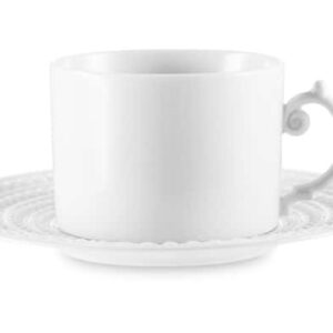 Чашка чайная c блюдцем LObjet Жемчуг 230 мл белый декор posuda-vip