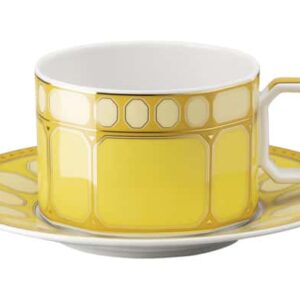 Чашка чайная с блюдцем Rosenthal Сваровски 260 мл желтая posuda-vip
