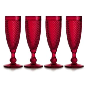 Набор бокалов для шампанского Vista Alegre Бикош 110 мл 4 шт красный posuda-vip