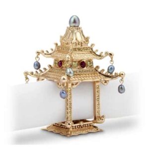 Набор колец для салфеток LObjet Пагода 2 шт позолота кристаллы Сваровски речной жемчуг posuda-vip
