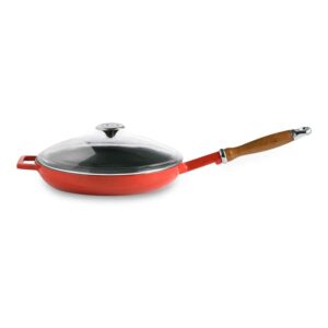 Сковорода с крышкой Lava 28 см 2.3 л деревянная ручка красная posuda-vip